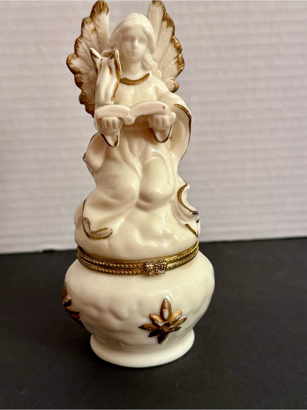 Ivory and Gold Angel Trinket Box - Decorative Home Accent